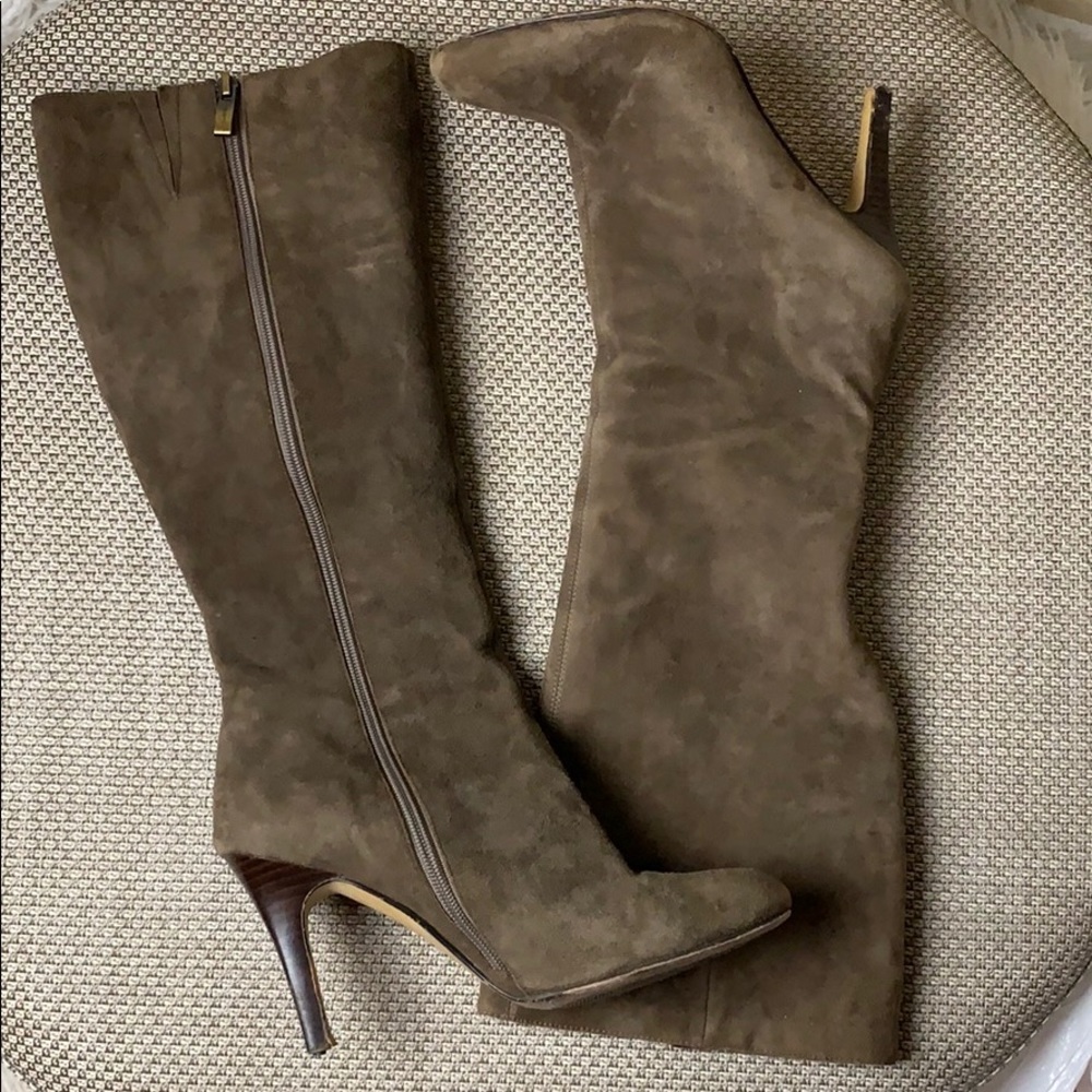 Halogen Tan Suede Knee High Heel Boots Size 7